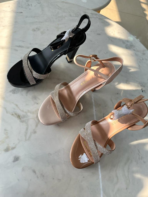 Shimmer Detail Chunky Heel